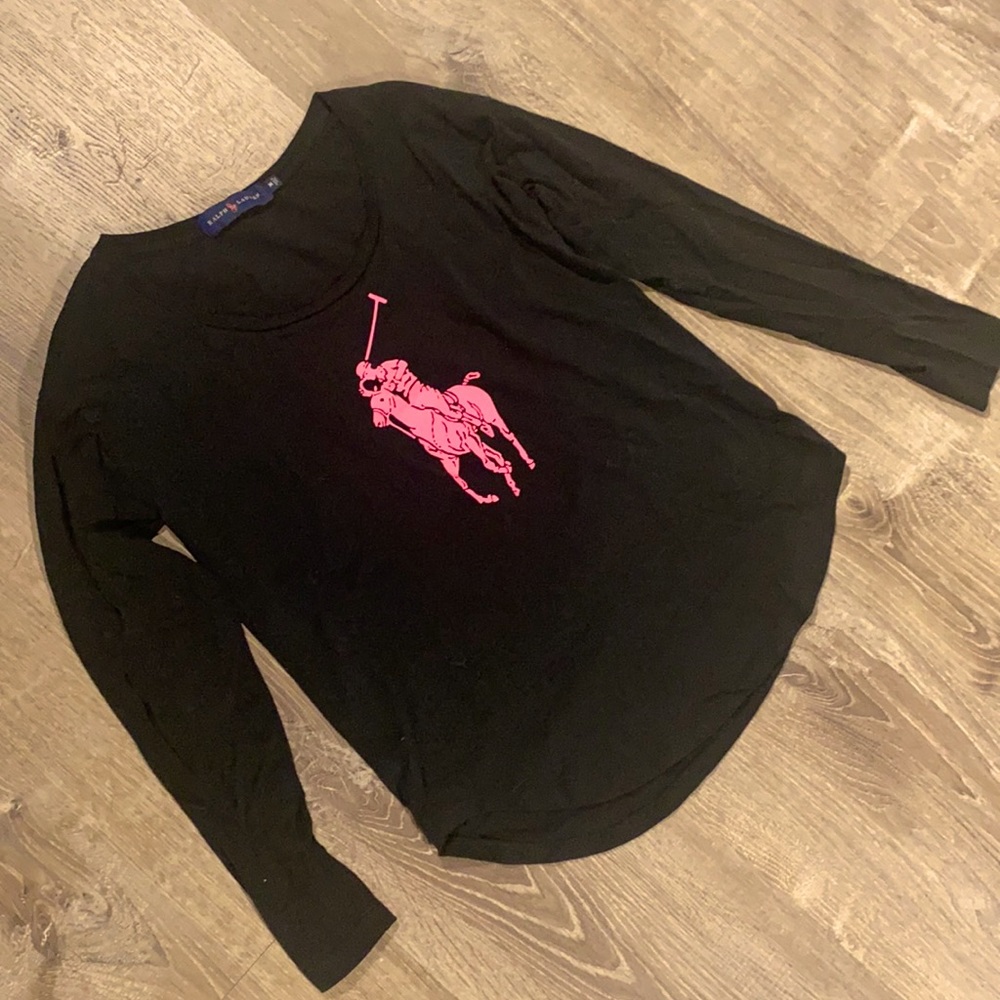 Ralph Lauren Pink Pony Long Sleeve Knit Top Size M